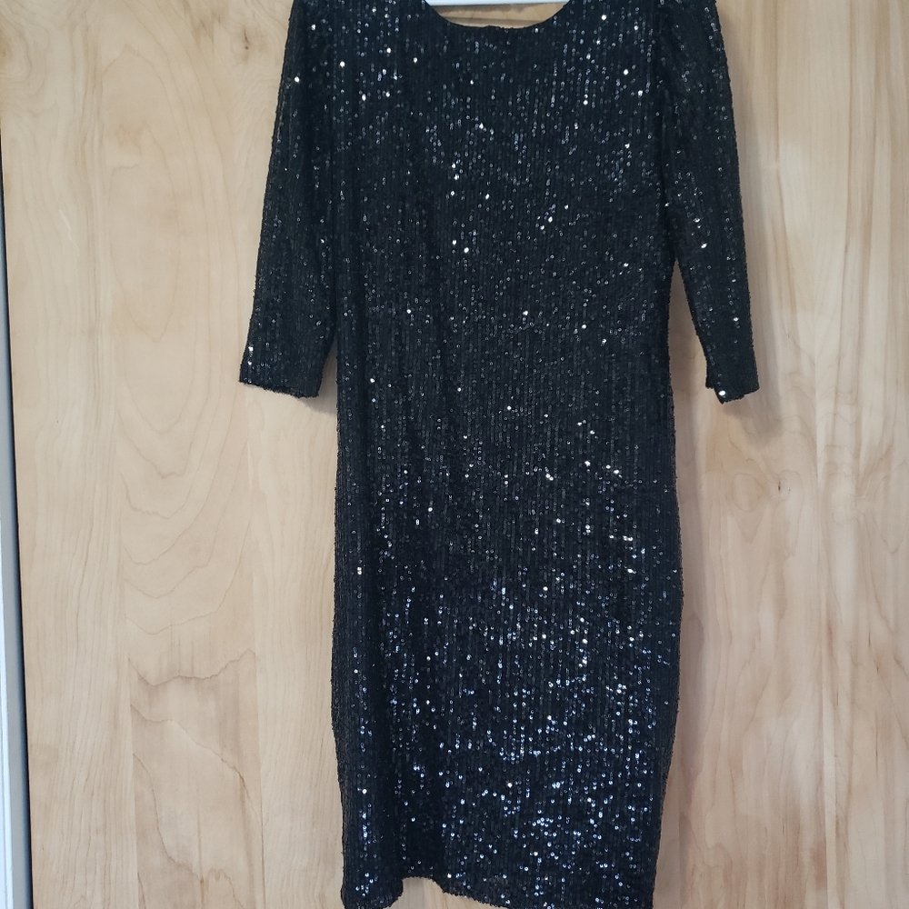 New York & Company Black Sequin dress L
